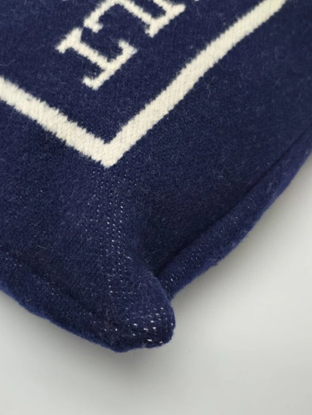Faribault Woolen Mill Navy Blue White Wool Throw Pillow 18x16” - Picture 6 of 10